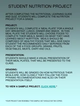 STUDENT NUTRITION PROJECT