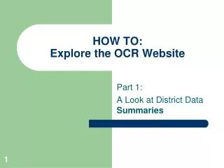 HOW TO: Explore the OCR Website