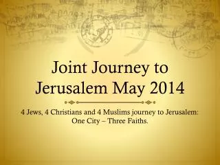 Joint Journey to Jerusalem May 2014