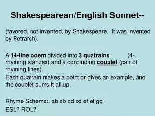 Shakespearean/English Sonnet--
