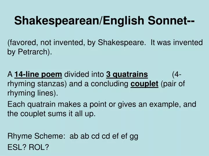 shakespearean english sonnet