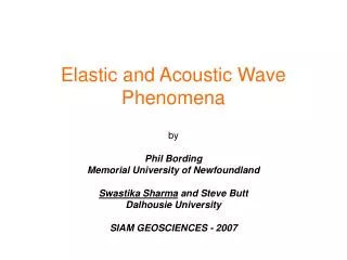 Elastic and Acoustic Wave Phenomena