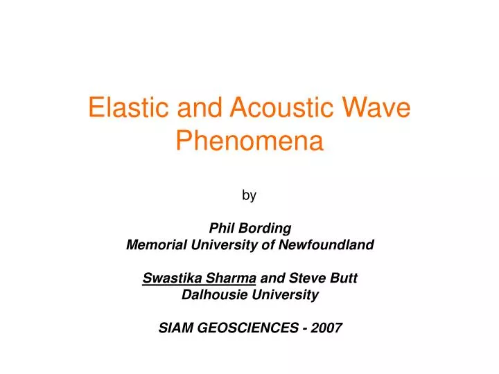 elastic and acoustic wave phenomena