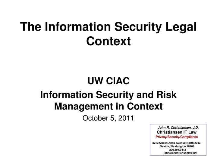 the information security legal context