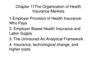 Chapter 11The Organization of Health Insurance Markets