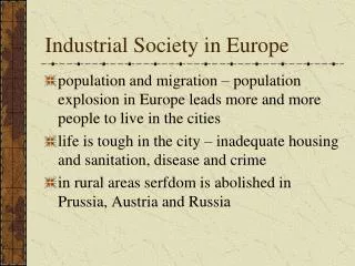 Industrial Society in Europe