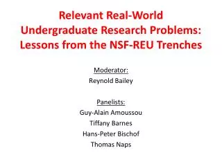 Relevant Real-World Undergraduate Research Problems: Lessons from the NSF-REU Trenches