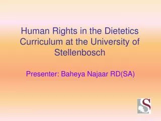 Human Rights in the Dietetics Curriculum at the University of Stellenbosch