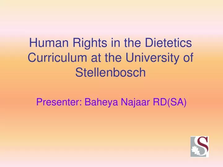 human rights in the dietetics curriculum at the university of stellenbosch