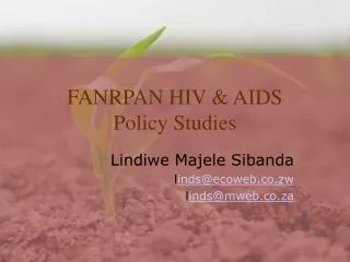 FANRPAN HIV &amp; AIDS Policy Studies