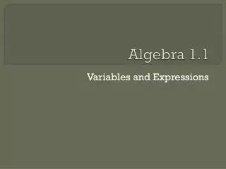 Algebra 1.1