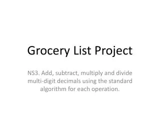 Grocery List Project