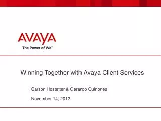 Winning Together with Avaya Client Services