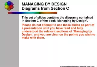 MANAGING BY DESIGN Diagrams from Section C