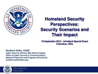 Bradford Willke, CISSP Cyber Security Advisor, Mid-Atlantic Region