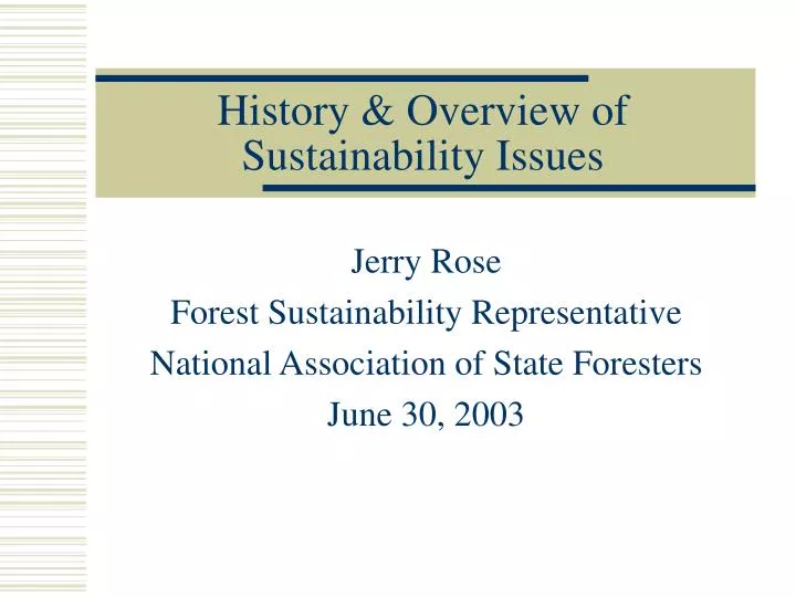 history overview of sustainability issues