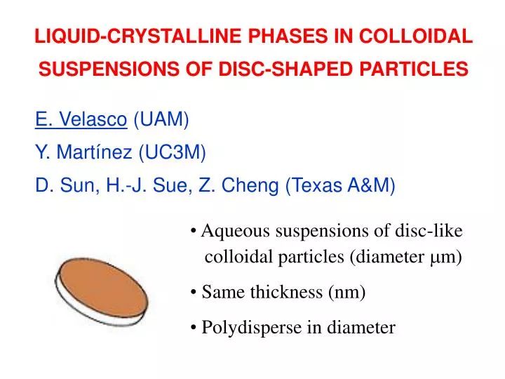 liquid crystalline phases in colloidal suspensions of disc shaped particles