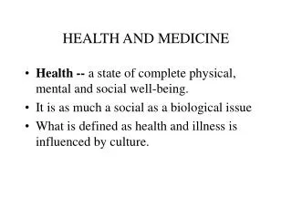 HEALTH AND MEDICINE