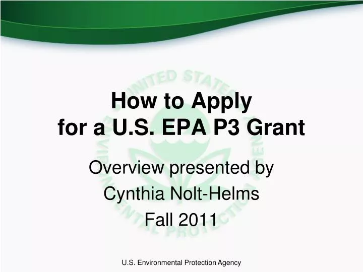 how to apply for a u s epa p3 grant