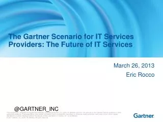 The Gartner Scenario for IT Services Providers: The Future of IT Services