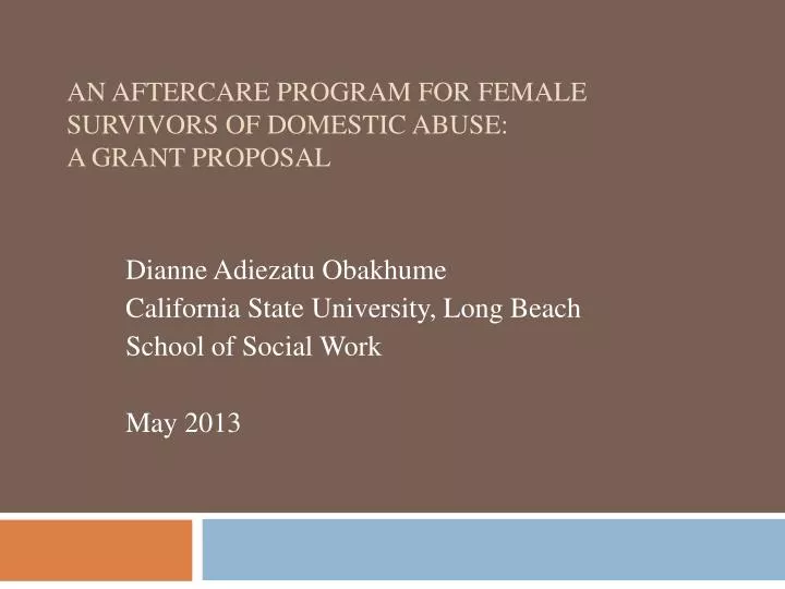 an aftercare program for female survivors of domestic abuse a grant proposal