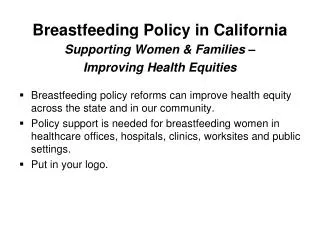 Breastfeeding Policy in California