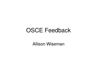 OSCE Feedback