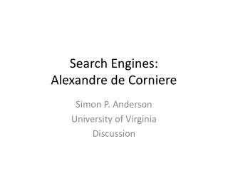 Search Engines: Alexandre de Corniere