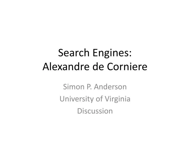 search engines alexandre de corniere