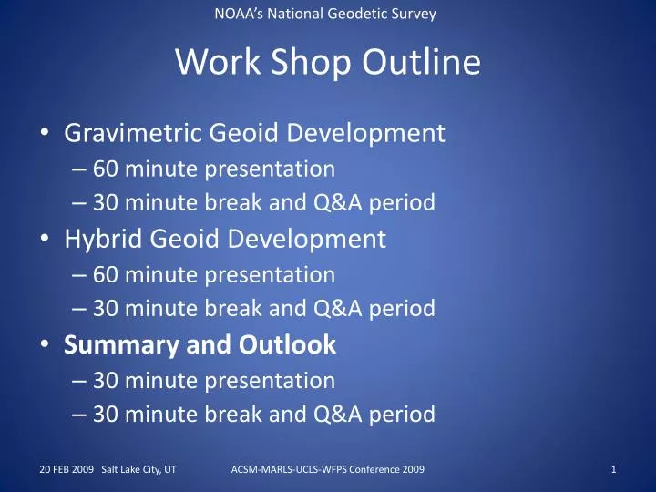 work shop outline