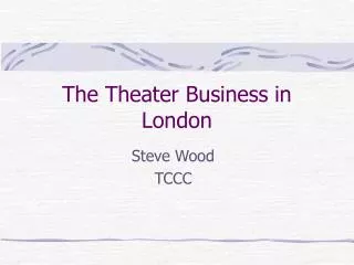 The Theater Business in London