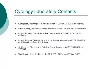 Cytology Laboratory Contacts