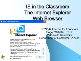IE in the Classroom The Internet Explorer Web Browser
