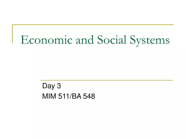 economic and social systems