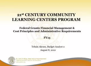 21 st CENTURY COMMUNITY LEARNING CENTERS PROGRAM