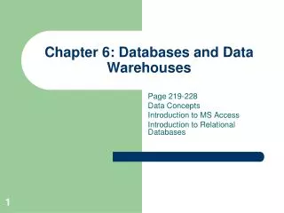 Chapter 6: Databases and Data Warehouses