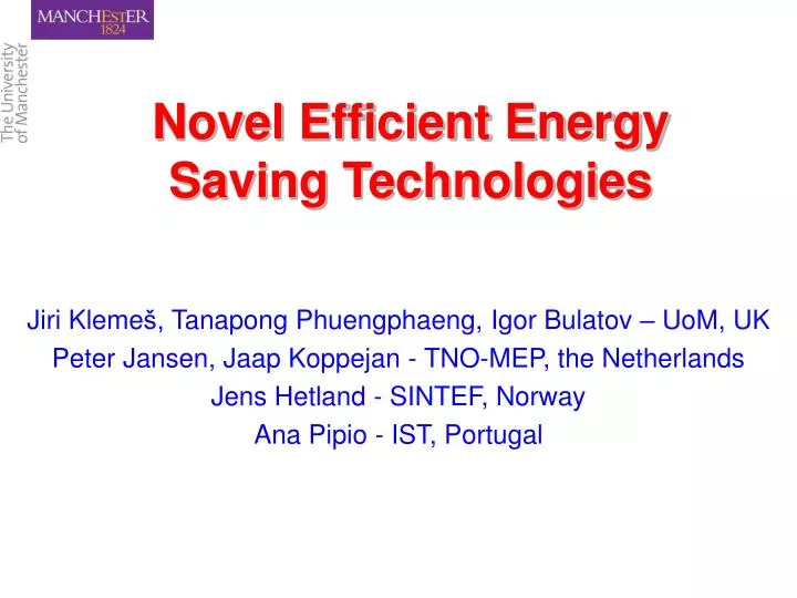 novel efficient energy saving technologies