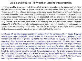 Visible and Infrared (IR) Weather Satellite Interpretation