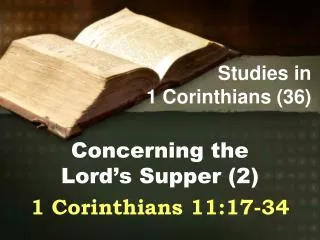 Studies in 1 Corinthians (36)