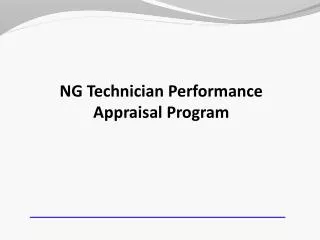 NG Technician Performance Appraisal Program