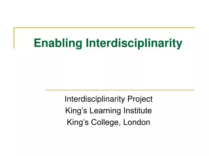 enabling interdisciplinarity