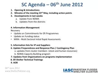 SC Agenda – 06 th June 2012