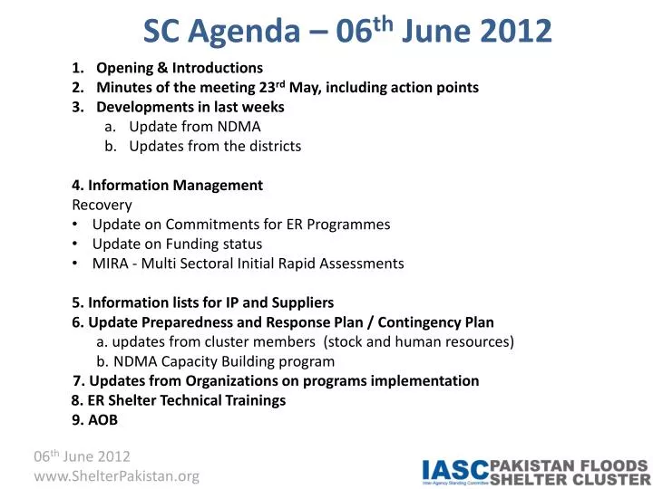 sc agenda 06 th june 2012