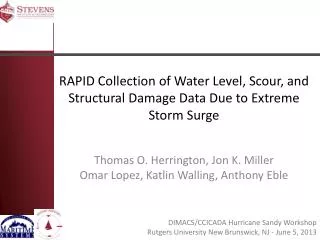 RAPID Collection of Water Level, Scour, and Structural Damage Data Due to Extreme Storm Surge
