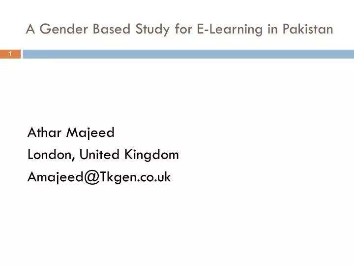 a gender based study for e learning in pakistan