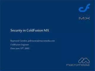 Security in ColdFusion MX