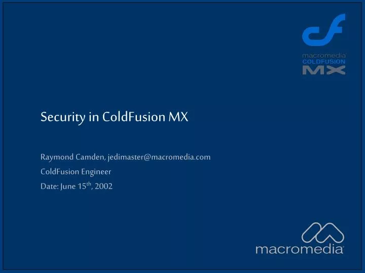 security in coldfusion mx