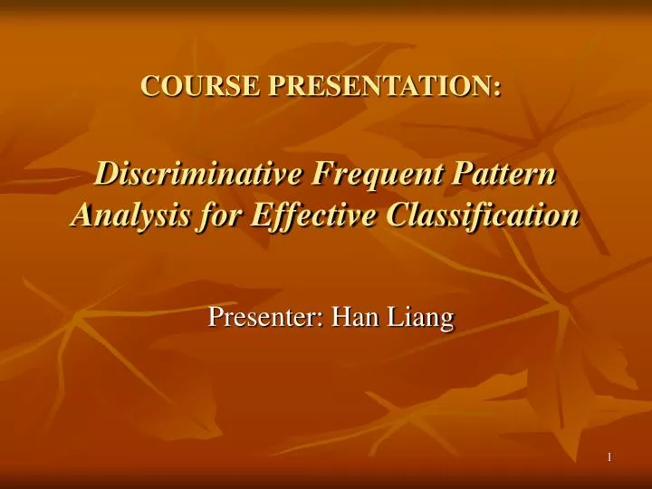 discriminative frequent pattern analysis for effective classification