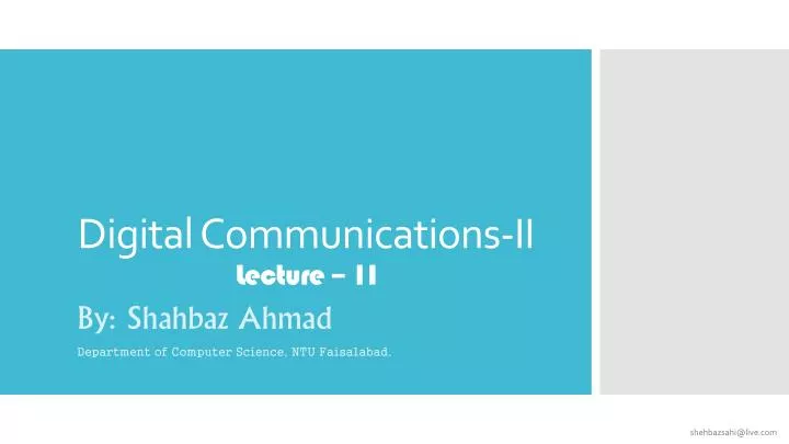 digital communications ii lecture 1i