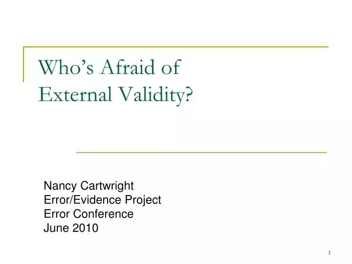 who s afraid of external validity